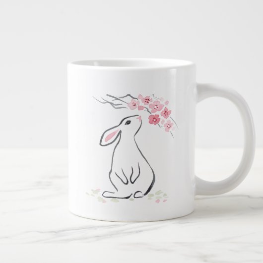 Weißes Kaninchen und Sakura-Blossom Jumbo-Tasse (Rechts)