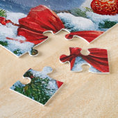 Weißes Kaninchen und Schneemeister im Winterwald Puzzle (Seite)
