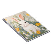 Weißes Kaninchen unter Frühlingsblumen Notizblock (Rechte Seite)