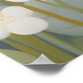 Weißes Kaninchen unter Frühlingsblumen Poster (Ecke)