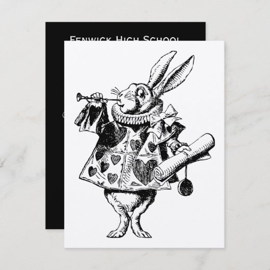 Weißes Kaninchen-Verkünder-Abschlussball-Angebot Einladung (Vorne/Hinten)