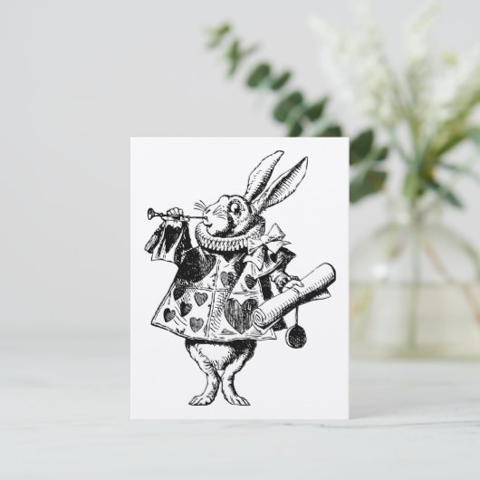 Weißes Kaninchen-Verkünder-Abschlussball-Angebot Einladung (Stehend Vorderseite)