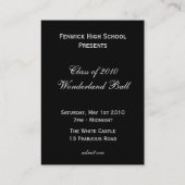 Weißes Kaninchen-Verkünder-Abschlussball-Angebot Telefonnummerkarte (Rückseite)