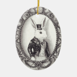 Weißes Kaninchen - Verzierung Keramikornament