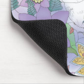 Weißes Kaninchen, violettes Garten mousepad (Ecke)