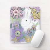 Weißes Kaninchen, violettes Garten mousepad (Mit Mouse)