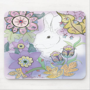 Weißes Kaninchen, violettes Garten mousepad