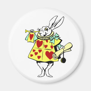 Weißes Kaninchen vom Alice im Wunderland Button Magnet