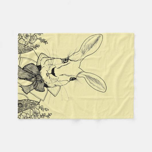 Weißes Kaninchen von Alices Abenteuern im Fleecedecke (Vorderseite (Horizontal))