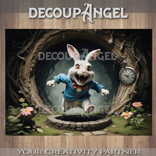 Weißes Kaninchen von Alice's Wunderland #1 Decoupa Seidenpapier