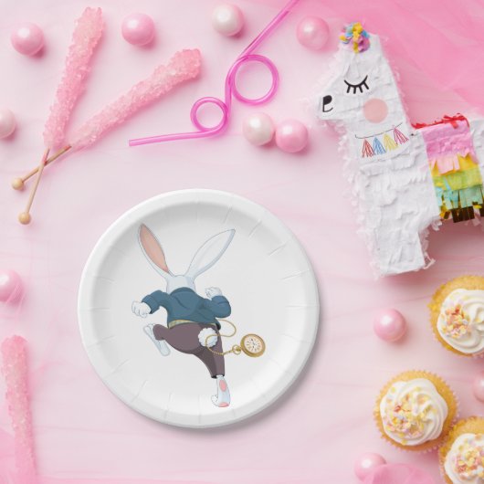 Weißes Kaninchen wegläuft Pappteller (Party)