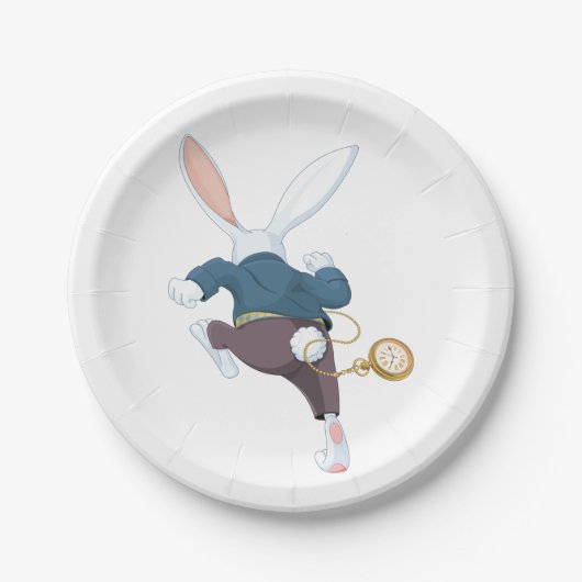 Weißes Kaninchen wegläuft Pappteller (Vorderseite)
