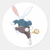 Weißes Kaninchen wegläuft Runder Aufkleber (Vorderseite)