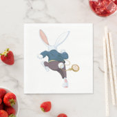 Weißes Kaninchen wegläuft Serviette (Beispiel)