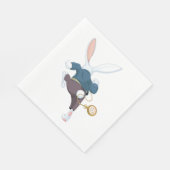 Weißes Kaninchen wegläuft Serviette (Ecke)