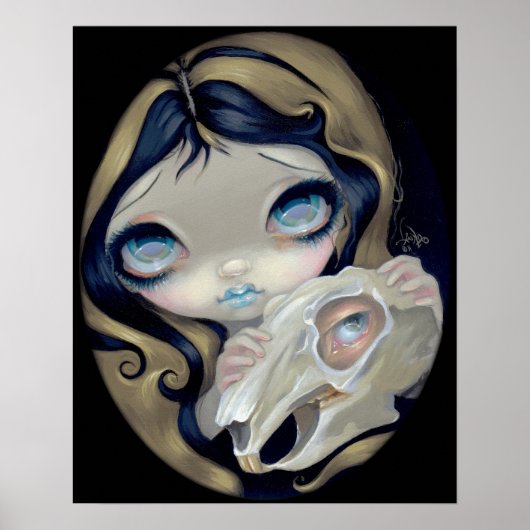 Weißes Kaninchen Wiederbelebte ART DRUCKER gotisch Poster (Vorne)