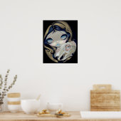 Weißes Kaninchen Wiederbelebte ART DRUCKER gotisch Poster (Küche)