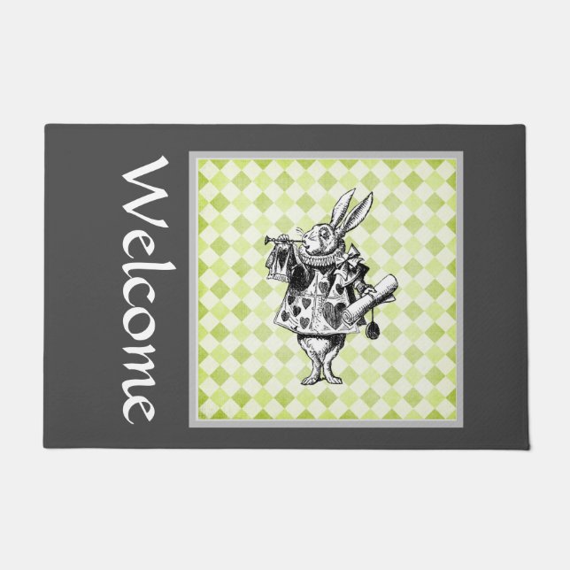 Weißes Kaninchen Willkommen II Fußmatte (Vorderseite)