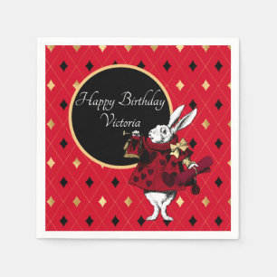 Weißes Kaninchen zum Geburtstag Serviette