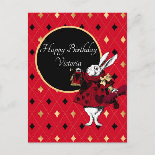 Weißes Kaninchen zum roten Geburtstag Postkarte