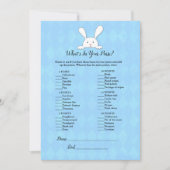 Weißes Kaninchenblau Was steckt in deinem Handspie Einladung (Vorderseite)