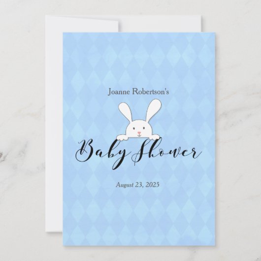 Weißes Kaninchenblau Was steckt in deinem Handspie Einladung (Rückseite)