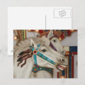 Weißes Karussell mit blauem Ziegelbild Postkarte (Vorne/Hinten)