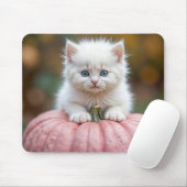 Weißes Kätzchen auf rosa Kürbis Mousepad (Mit Mouse)