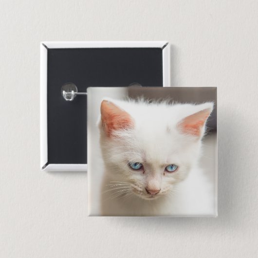 Weißes Kätzchen Button (Vorne & Hinten)