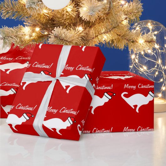 Weißes Kätzchen des Weihnachtskatzen-Packpapiers | Geschenkpapier (Feiertage)