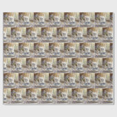 Weißes Kätzchen in einem Teacup Geschenkpapier (Flach)