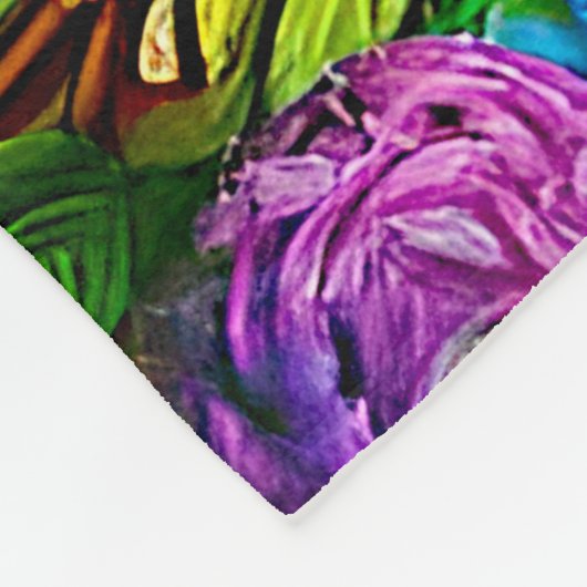 Weißes Kätzchen mit Blume Fleecedecke (Ecke)