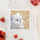 Weißes Kätzchen und Schmetterling Serviette (Beispiel)