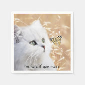 Weißes Kätzchen und Schmetterling Serviette (Vorderseite)