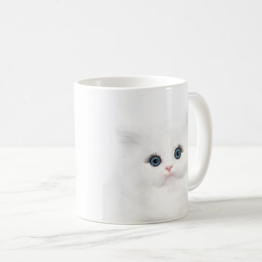 Weißes Kätzchengesicht Kaffeetasse (VorderseiteRechts)