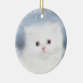 Weißes Kätzchengesicht Keramikornament (Rechts)