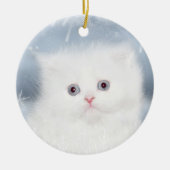 Weißes Kätzchengesicht Keramikornament (Vorne)