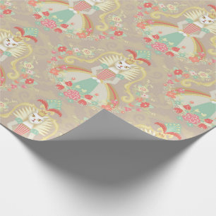 Weißes Katzen-Märchen-Packpapier Geschenkpapier