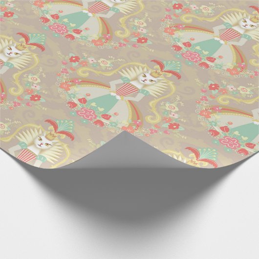 Weißes Katzen-Märchen-Packpapier Geschenkpapier (Ecke)