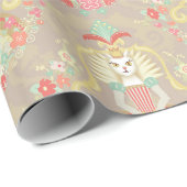 Weißes Katzen-Märchen-Packpapier Geschenkpapier (Rolleneckpunkt)