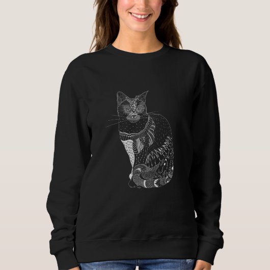 Weißes Katzen-Sweatshirt Sweatshirt (Vorderseite)