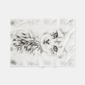 Weißes Katzenzeichnen der Fleecedecke (Vorderseite (Horizontal))