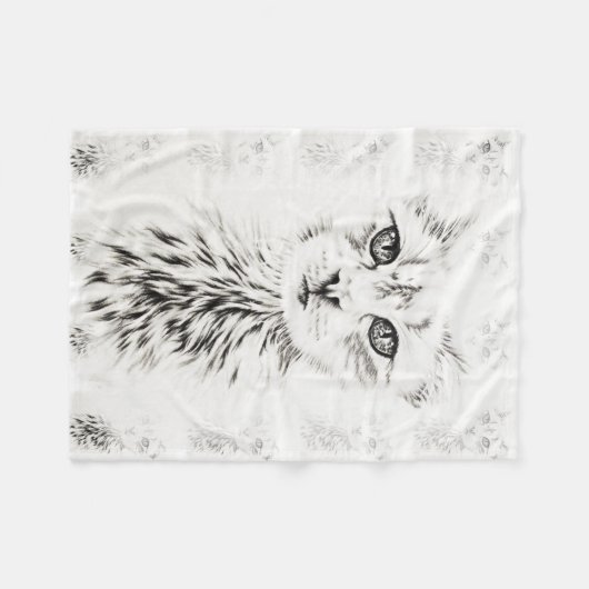 Weißes Katzenzeichnen der Fleecedecke (Vorderseite (Horizontal))