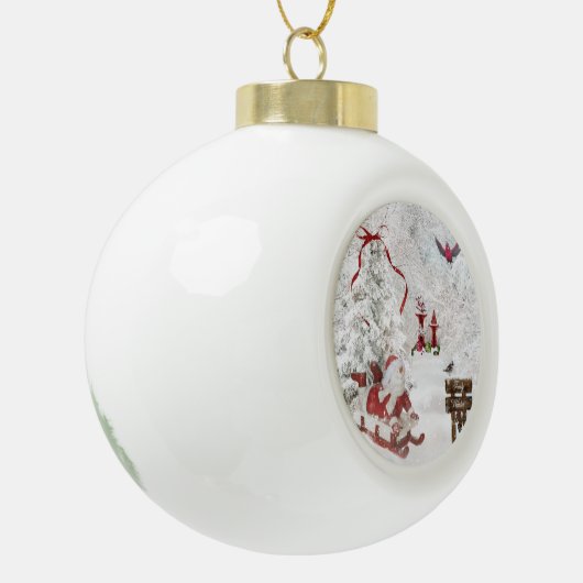 Weißes Keramik Kugel-Ornament (Links)