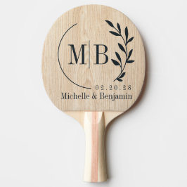 Weißes Kieferblatt Hochzeitsmonogramm Tischtennis Schläger