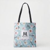 Weißes Kirschblossom farbenfrohe Monogramm Tasche (Vorderseite)