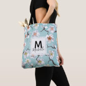 Weißes Kirschblossom farbenfrohe Monogramm Tasche (Von Nahem)