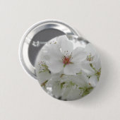 Weißes Kirschblüten-Foto Button (Vorne & Hinten)