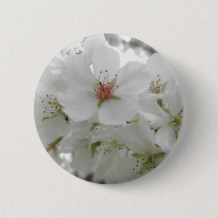 Weißes Kirschblüten-Foto Button