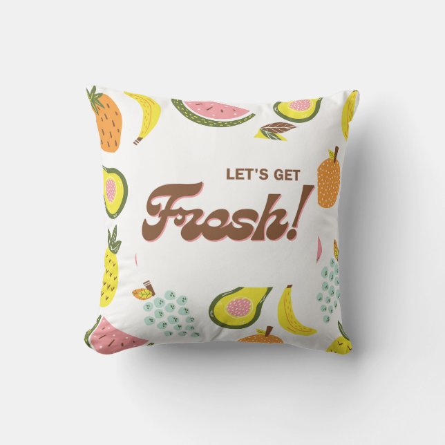 "Weißes Kissen mit erfrischendem Fruchtdesign" (Vorderseite)